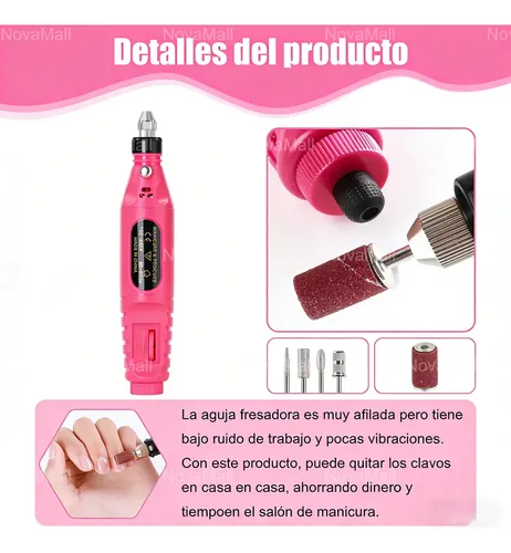 Lima De Uñas Eléctrico Portátil Con 6 Profesional Brocas Kit