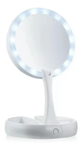 Espejo C/ Luz Y Aumento Plegable Maquillaje Makeup Plegable