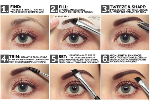 Kit De Contorno De Cejas Aesthetica 16 Piezas Maquillaje