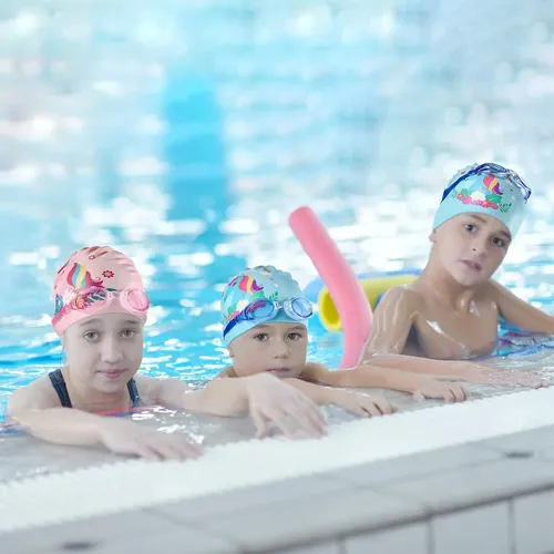 Gorra De Baño Geyoga Unicornio Talle Mediano Rosa Y Azul