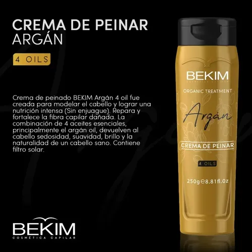 Crema De Peinar Bekim Argan 4 Oils Nutricion 250g Pack X3