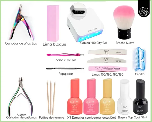 Kit Uñas Semipermanente City Girls Cabina Inalámbrica 96wats