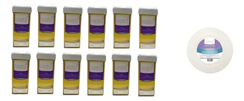 12 Ceras Roll On Descartables + Rollo Bandas 50mt Cosmetica