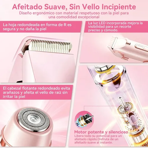 Depilador Eléctrico Para Mujer Con Luz Led Portátil 2 En 1