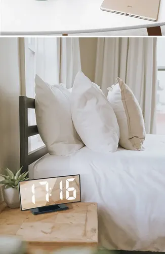 Reloj Despertador Digital LED Curvo con Temperatura, de Mesa y USB