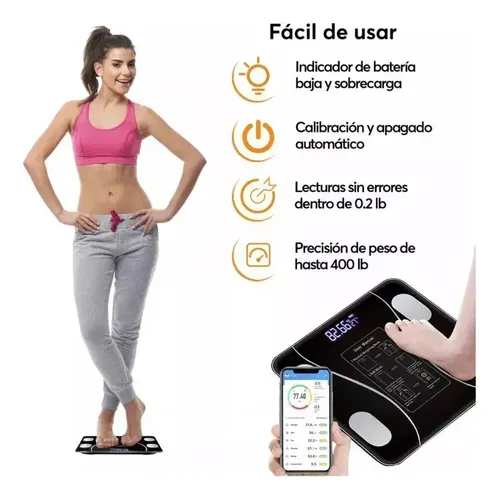 Balanza Digital Pirotech Inteligente con Bluetooth para Baño y App Celular
