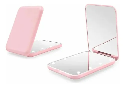 2pcs Espejo De Maquillaje Led Aumento 2x Portatil Para Para