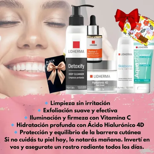 Rutina Skincare Facial Lidherma Completa Hialuronico Vitamin