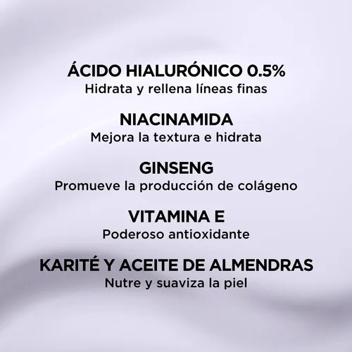 Crema Hidratante Regina Plumping Con Acido Hialuronico 0.5%