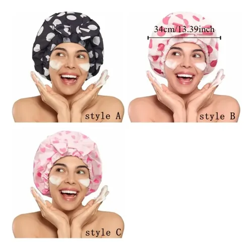 Gorro De Baño Doble Capa Con Lunares, Elástico, Para El Cabe