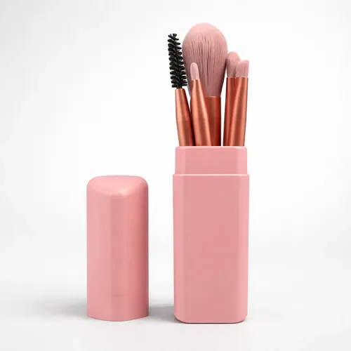 5 Pinceles De Maquillaje Kit Con Portapinceles.