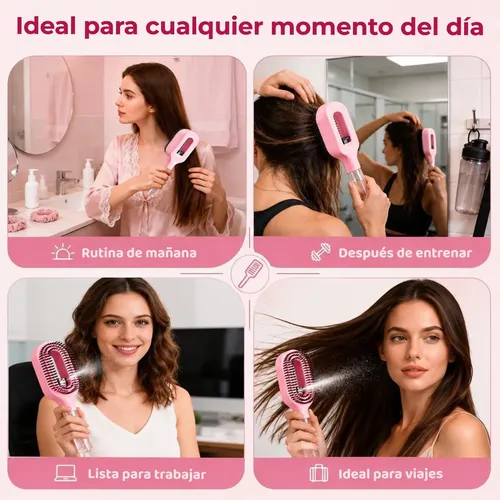 Cepillo Desenredante Antifrizz Con Spray 2 En 1 Atomizador