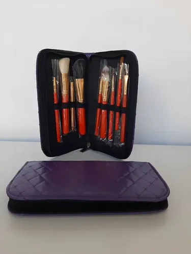 Set 9 Brochas Maquillaje Pimax Makeup con Estuche Violeta