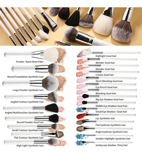 Juego Brochas Maquillaje Beili 24pz Bco Plata