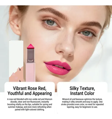 2026 Bálsamo Labial Rico Y Brillante Rosa Rojo Hidratante .