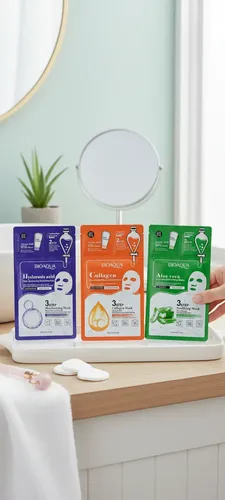 Set De Mascarillas Faciales Bioaqua X 3 Aloe-colageno-hialu