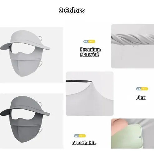 Cubierta Facial Solar Upf 50+ Mujeres Gris Claro