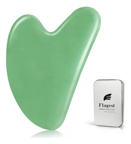 Gua Sha Facial Flagest Piedra Jade Forma Corazón Verde