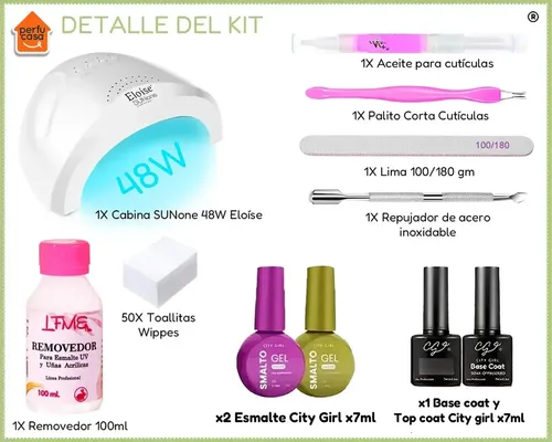 Kit Esmaltado Semipermanente Set Principiantes Cabina Uv Led