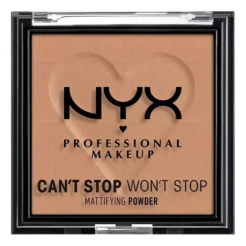 NYX Professional Makeup Can’t Stop Won’t Stop Polvo Matificante Compacto Fórmula de Larga Duración Controla el Brillo y Sella el Maquillaje para un Acabado Mate Profesional, Tono Caramel, 6 g