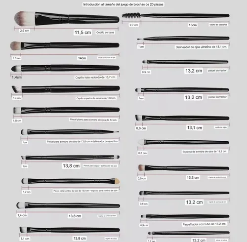Set 20 Brochas Maquillaje Artistico