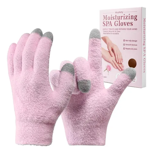 Guantes De Silicona Hidratantes Con Vitamina E Rosa