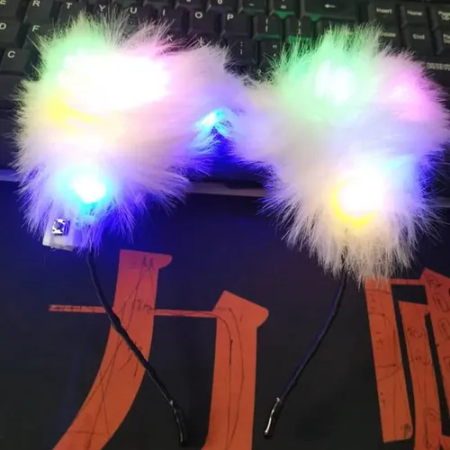 Ay 1pcs Diadema Orejas Iluminadas For El Pelo Luz Colorida