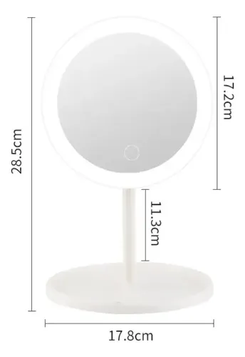 Espejo Maquillaje Portatil Touch Aro Luz Led Moderno Usb