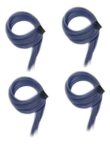 4 Pelucas Teñidas De Orejas Colgantes, Azul Profundo