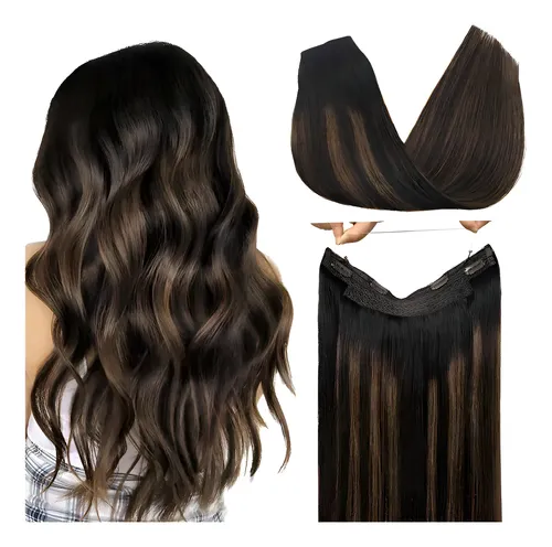 Extensiones Cabello 100% Natural 50cm Con Clip Y Vincha Color 2/6/2