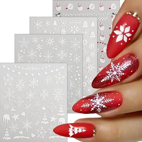 Pegatinas Navideñas Para Decoración De Uñas Grabadas En 5 Di