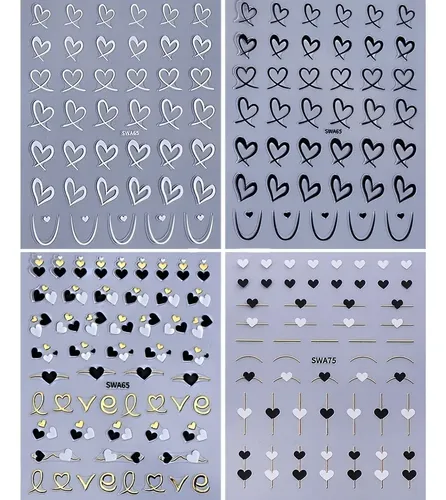 Juego De 4 Láminas De Calcomanías De Uñas Con Temática De