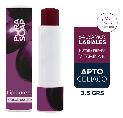 Bálsamo Labial Hidratante Con Color Uva Malbec Pura Soap