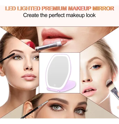 Espejo De Maquillaje De Viaje Con Luz: Espejo Portátil Con I
