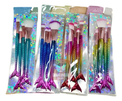 Set X4 Pincel Brocha Cola Sirena Mango Tornasolado Belgrano