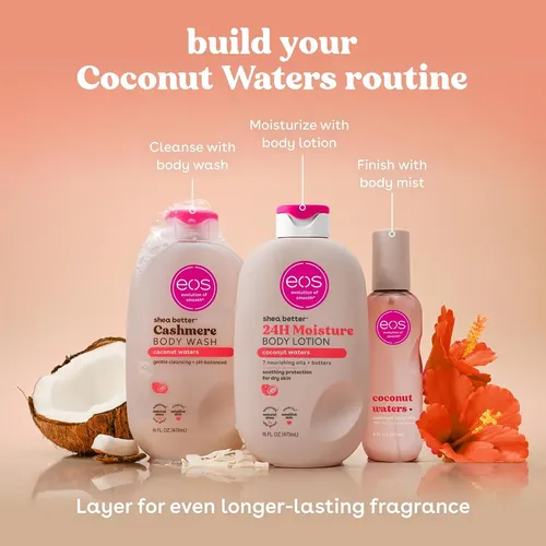 Bruma Corporal Eos Cashmere, Aguas De Coco, Spray Corporal Para Mujer, Bruma Para El Cabello, Perfume De Coco, Hidratante, Ácido Hialurónico, Glicerin