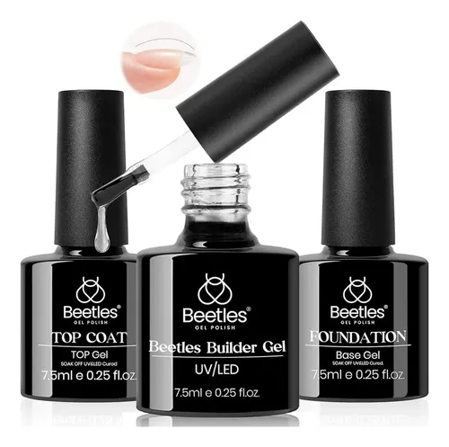 Set Gel Constructor Y Top Coat Beetles 3pcs 7.5ml Uñas