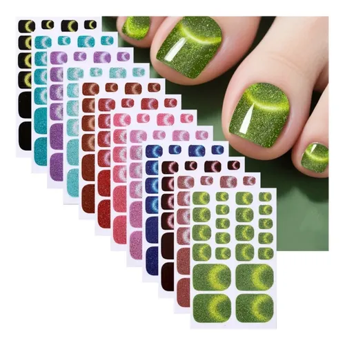 Pegatinas Uñas De Gel, 12 Unidades, Con Purpurina, Puntera,