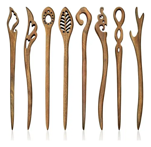 8 Piezas Palitos De Madera Para Cabello Y Pelo