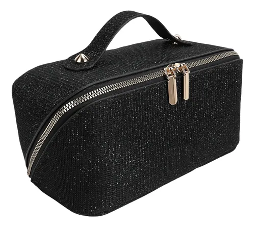 Bolsa De Maquillaje Con Lentejuelas, Plana, Abierta, Portáti