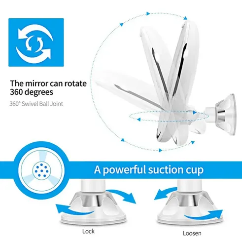 Fjq Espejo Led Con Aumento De 10x Y Ventosa Flexible For