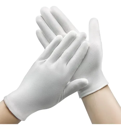 Guantes Algodón Blanco Unisex 24 Pares Hidratantes Spa