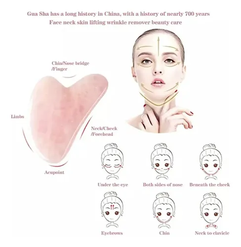 Rodillo Facial De Piedra Cuarzo Rosa, 5 Piezas