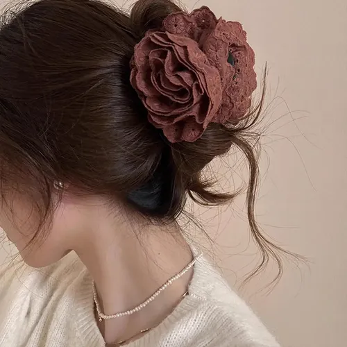 Pinza En Forma De Garra Para Mujer, De Tela, Con Forma De Fl