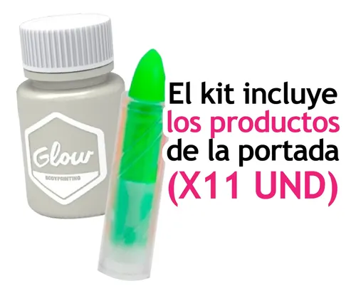 Combo Kit Maquillaje Neon Fluo Corporal Brilla Luz Uv