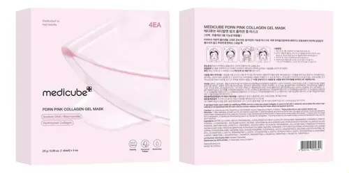 Medicube mascaras faciales Pink Pdrn Colágeno Gel Mask 4 Unidades