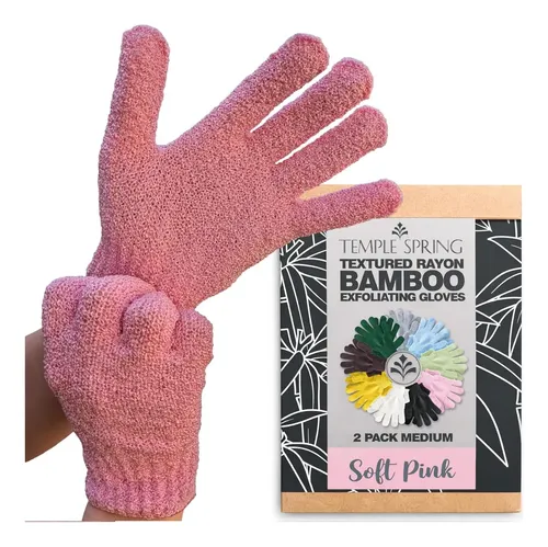 Guantes Exfoliantes Temple Spring Bamboo 5 Dedos Rosa Xl