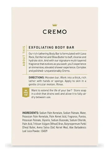Barra Exfoliante Corporal Cremo Aroma Bourbon Y Roble 148 Ml