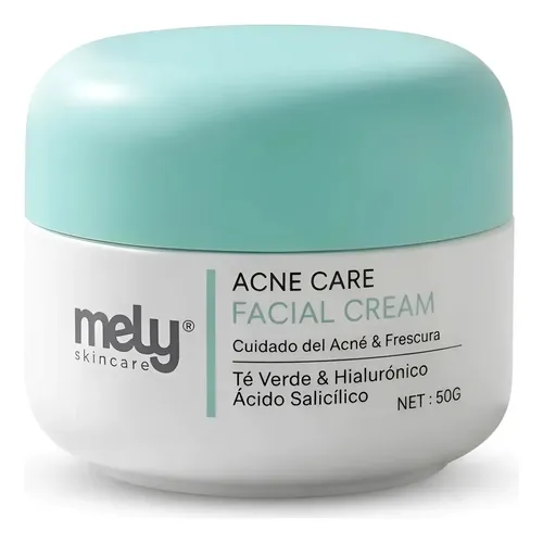 Crema Facial Mely Acne Care Ácido Salicílico Té Verde 50g Acneica Día/noche