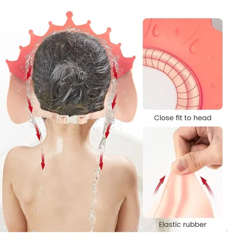 Gorro De Ducha Para Bebé Funupup Rosa Ajustable Para Baño